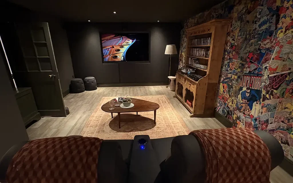 The Den private cinema at Foxhill Manor with recliner chairs